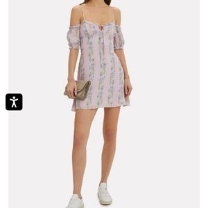 Intermix Lily floral mini dress purple silk 0